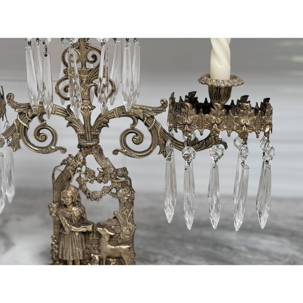 Antique Victorian Brass And Marble 3-Arm Candelabra Large - Picture 5 of 13